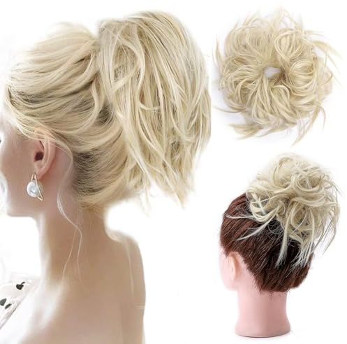 Fashion Tousled Hair Extensions Hairpiece Scrunchie Straight Elastic updo Scrunchy BUN Brown Blonde Instant Ponytail wig Hairdo Bleach Blonde