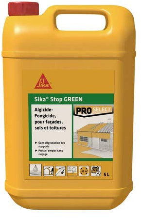 TRAITEMENT ALGICIDE FONGICIDE DEPOT VERT ANTI CHAMPIGNON TERRASSE TOIT TOITURE FACADE MUR 5L