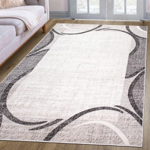 oKu-Tex Teppich | Webteppich | für Wohnzimmer, Flur, Schlafzimmer | Creme Modern | geometrisches Design | Öko-Tex 100 |Größe 160 x 230 cm, 30171creme160230