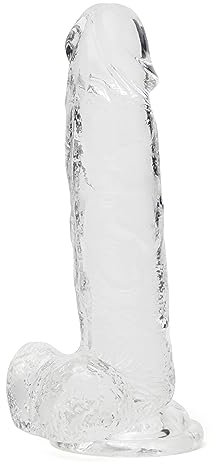 Lovehoney Realistic Dildo – 8 Inch Suction Cup Dildo – Firm G-Spot and Anal Sex Toy with Balls - Adult Sex Toys for Men, Women & Couples – Harness Compatible Strap On – Waterproof - Clear