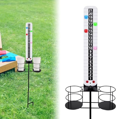 BOOSTEADY Tableau de Score en Métal Amovible avec Porte-Gobelets, Tableau Score Cornhole Magnétique avec Aimants, Tableau de Score de Trou de Maïs pour Jeu de Pelouse d'Extérieur