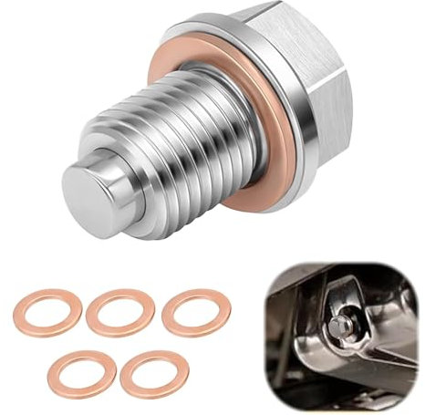 JRYGAC Magnetische Ölablassschraube M14 x 1,5 Magnetische Dichtung Ablassschraube Öl Ölschraube, Ölwannenschraube mit 5 Ölablassschraube Dichtung für Auto, Boot, Motorrad, Meisten Modellen