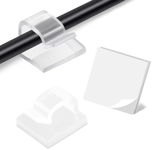 AUXHCYL Kabelhalter Selbstklebend, 60 Pcs Kabelclips Selbstklebende, Kabelklemmen für Kabelmanagement, Outdoor Cable Holder, Kabelschelle für Kabelbefestigung Lichterkette(Transparent)