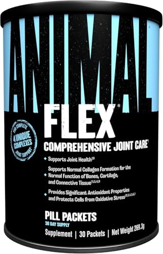 ANIMAL Flex Comprehensive Joint Care: 4 complejos únicos para articulaciones, huesos y cartílagos, con vitamina A y E, glucosamina, aceite de linaza y ácido hialurónico. 30 envases.