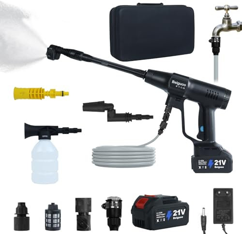 Hidrolimpiadora a Batería 100Bar, Pistola de Agua a Presió, con Conexión Directa al