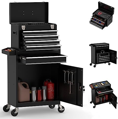 5-Drawer High Capacity Rolling Tool Chest, Removable Toolbox on Wheels Organizers, Lockable Tool Box Tool Storage Cabine with Drawers and Wheels for Workshop and Warehouse