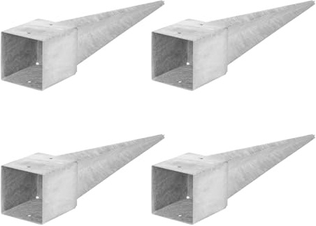 ADGO Manicotto a terra - Set di 4 supporti per pali 120x120 Lunghezza 750 mm - Supporto per pali di recinzione - Ancoraggio a terra per pali in legno - Manicotto da inserire - Ancoraggio