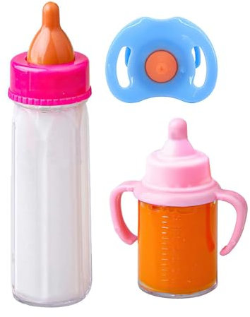 Magische Flasche, Magische Puppenflaschen, Verschwindende Zauberflaschen, Verschwindende Milch und Saftflaschen, Flüssigkeit Verschwindende Zauberflasche, Puppen Fütterungsspielzeug Set