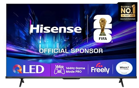 Hisense 50 50E78QTUK PRO 144Hz QLED Smart AI TV - Hi-View AI Engine, 144Hz Game Mode PRO, Dolby Atmos, Quantum Dot Colour with Freely, Disney +, YouTube, Netflix