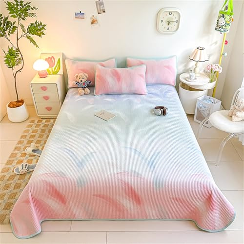 Highdi Colcha Acolchada, Impresión en Degradado Colcha Cama Multiusos Leicht Patchwork, Manta Sofa Microfibra Extra Suave, Manta Cama Reversible Cama Individual Matrimonio (Rosa,200x230cm)