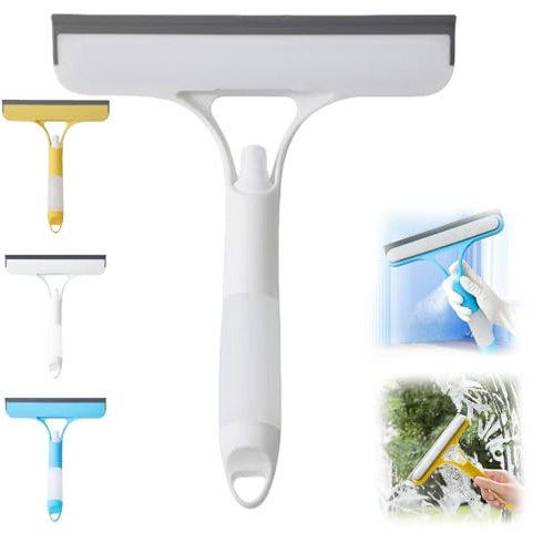 3 in 1 Window Cleaning Scraper, Window Squeegee Cleaning Scraper, Small Cleaning Scraper, Multi-functional Spray Window Squeegee Cleaner with Spray Bottle for Car, Home, Kitchen Windows (White)