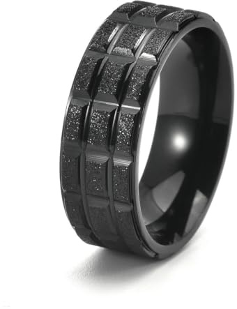 fycouyee Personlighet man blomma smärgel ring prydnad guld matt punk ring, 12