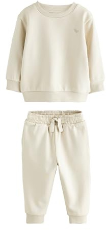 NEXT Ragazzo Completo con felpa e pantaloni da jogging con logo Ecru Off White 2 Anni-3 Anni