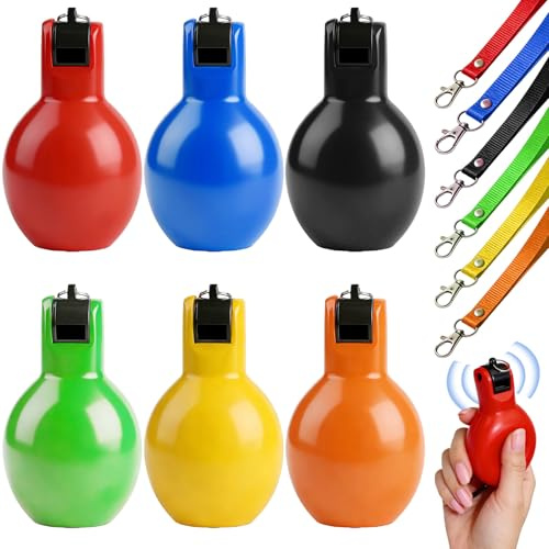 6 Stück Handpfeife Sportunterricht mit Pfeifen-Schlüsselband Trillerpfeife Laut Notfall Set Sportpfeifen Schiedsrichter Pfeife Hand Squeeze Whistles für Sportlehrer Hundetrain Trainer Zubehör Fußball