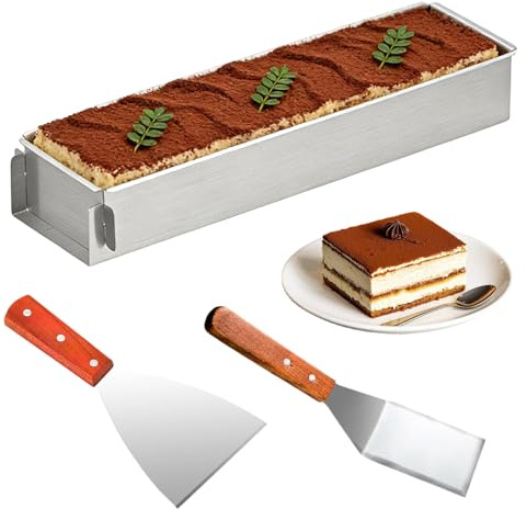 Tiramisu form, justerbar tårtform, non-stick Tiramisu bakform med avtagbar sidodel, aluminiumugnsformar med spatel för att göra tårtor, bröd och rostat bröd