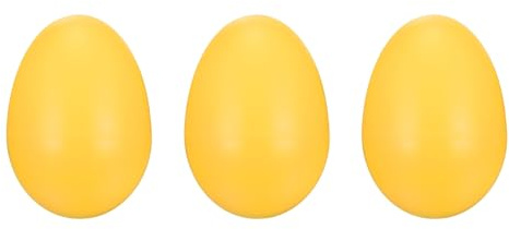 sourcing map 3 Pcs Egg Shakers, Plastic Musical Eggs Maracas Hand Percussion Instruments for DIY Painting Music Learning Easter Party Performance, Yellow