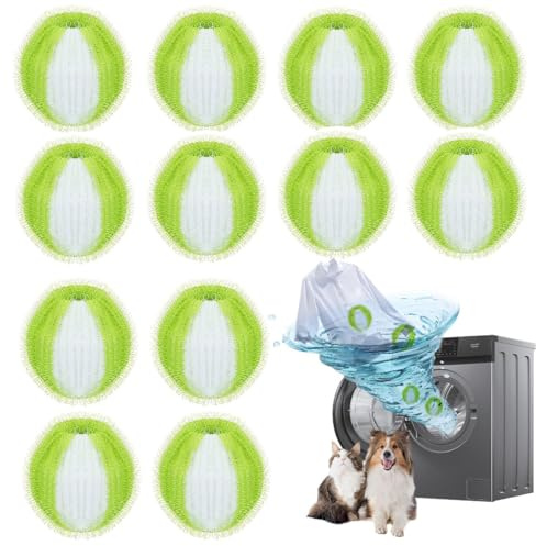 12 Stücke Tierhaarentferner Waschmaschine,Wiederverwendbar Fusselbälle Waschmaschine,Entfernt Tierhaare,Fusseln,Haarfänger Flusensiebe,Waschmaschinenzubehörr,Effektiver Fusselball Und Fusselfänger