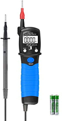 Digital Multimeter Durchgangsprüfer Spannungsprüfer, 6000 Counts Stromprüfer AP-38C Duspol Spannungsprüfer Ohmmeter AC/DC Voltmeter/Widerstand/Diode/Kapazität, Datenhaltung & Taschenlampe（Blau）