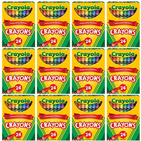 CRAYOLA Crayons Bulk, 12 Crayon Packs with 24 Assorted Colors