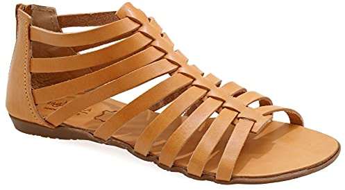 Size 5 Beige Emmanuela Ancient Greek Style Anlkle High Leather Sandals, Handmade Gladiator Sandals, Quality Strappy Summer Shoes with Rear Zipper at Shaft, Boho Open Toe Sandals