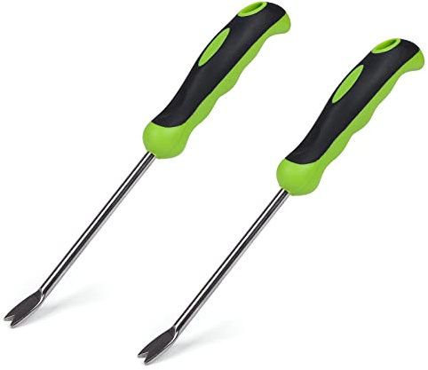 Newflager 2 Pack Garden Hand Weeder Tool with Ergonomic Handle, Stainless Steel Garden Lawn Weed Puller