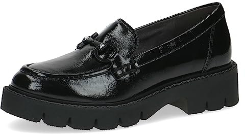 CAPRICE Damen Loafer mit Plateau Memotion Lack Business Slippers Weite G, Schwarz (Black Naplak), 39 EU