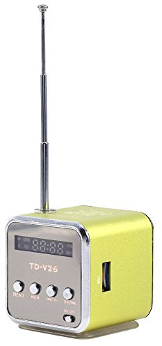 Tbest Mini Radio, Digital Radio, Td V26, Small Portable Radios Mains And Battery Mini Speaker Music Player Portable Fm Radio Pc Fashion Support Tf Card And U Disk usb player (green)