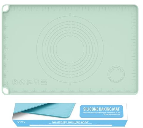 Tappetino da forno in silicone con misurazioni - Tappetino antiaderente per impasti di pasta e dolci per pizza, pane, torta e macaron - Perfetto sostituto della teglia da forno, 24''*16'' (verde)