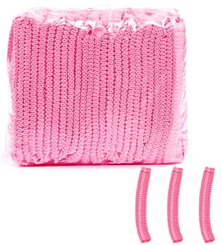 Haube aus Einwegstoff, 50 Stück Einweg Nicht Gewebt Bouffant Kappen, Einweg Haarnetze für die Küche, Einweg Haarhaube Haarnetz, für Medizinische Labors Krankenschwester Tattoo Krankenhaus (Rosa)