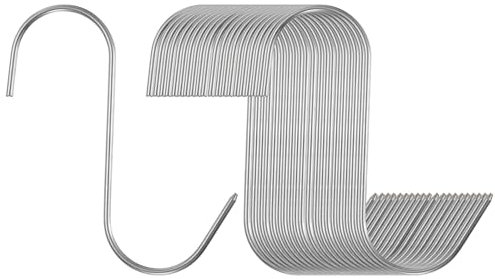 sourcing map 20 ganchos de carne de acero inoxidable 304 de 5 pulgadas, ganchos de carnicero en forma de S, ganchos para colgar ahumar, asar a la parrilla, costillas de res (carga máxima de 11 libras)