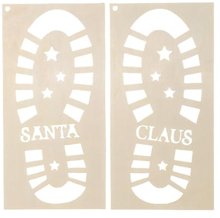 perfeclan Plantilla de huella de Papá Noel para pintar, plantilla de plantilla navideña para ventanas, puertas, paredes, decoraciones navideñas, Estrella