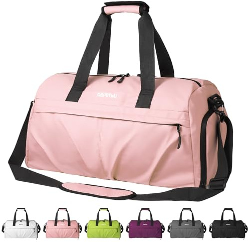 DBPBToU Sac de Sport Femme Homme Matériau Rigide, Sac Sport avec Compartiment à Chaussures de Ventilation, Sac de Voyage Femme Imperméable avec Compartiment Humide (Rose)