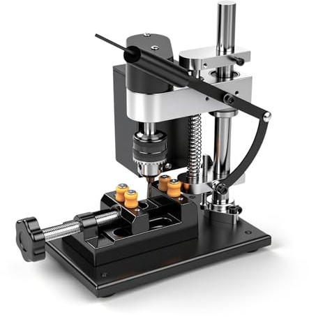 Mini Tischbohrmaschine, 200W Standbohrmaschine, Ständerbohrmaschine, 7 Gang Einstellbare, 775 Motor, flexiblem Wellenaufsatz, 0,6-6,5mm Bohrfutter, Bohrhub 50mm für Holz, Metall, Kunststoff, Aluminium