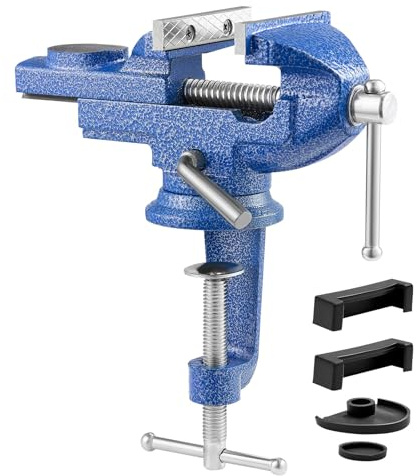 VEVOR Schraubstock, 7,62 cm, Tischschraubstock mit 360°-Drehsockel, Werkbankschraubstock, Gusseisenkonstruktion, für Holzbearbeitungs-, Metallbohr-, Gravier-, Schleif-, Schweiß- & Schneidearbeiten