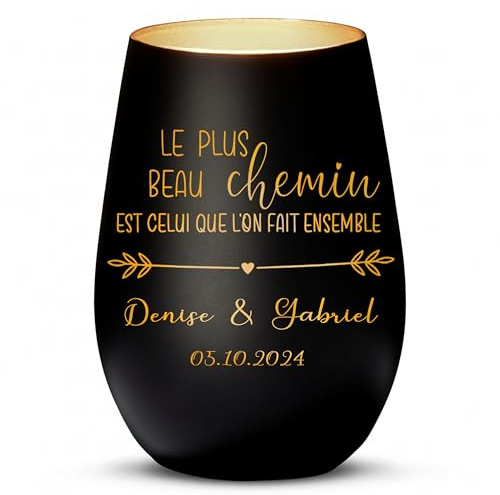 Love Faith - Photophore - Chemin commun – Décoration pour Les Couples, Noir/Doré – Ambiance Maison
