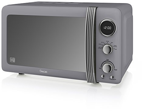 Swan Products SM22030GRN Retro Digital Microwave, 20 Litre, 800 W, Grey by Swan Products