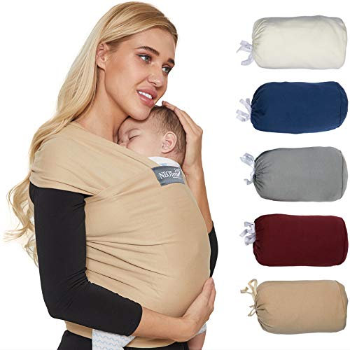 Neotech Care Baby Wrap Carrier - Cotton - Breathable & Adjustable - for Infant, Newborn, Child, Toddler (Light Brown)
