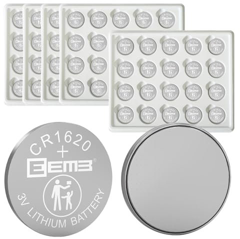 EEMB CR1620 Batterie 3V Lithium Batterie Li-MnO₂ Knopfbatterie 1620 Batterie ECR1620,DL1620 Kompatibel mit Uhr,Schlüsselanhänger,Taschenrechner,Auto-Fernbedienung,Fernbedienung(100)