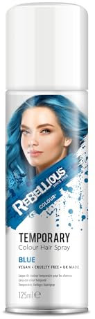 Hair Colour Spray 125ml temporary hair colour spray made in UK - ultimate coloured hair spray wash out kids & adults (Blue)