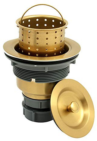 Zeesink Gold Kitchen Sink Drain,Gold Sink Strainer,Kitchen Sink Drain Assembly,Kitchen Sink Drain Strainer with Removable Deep Waste Basket,Fit for Kitchen Sink Opening Size 3 1/2