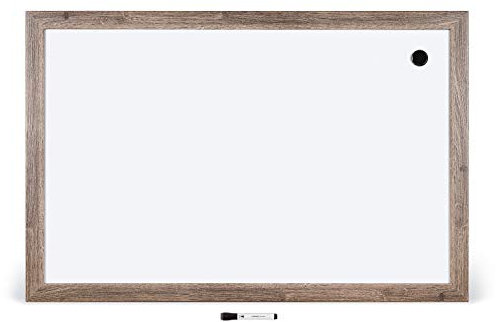 U Brands Dry Erase White Board, 24 x 36, Magnetic, Rustic Wood Frame