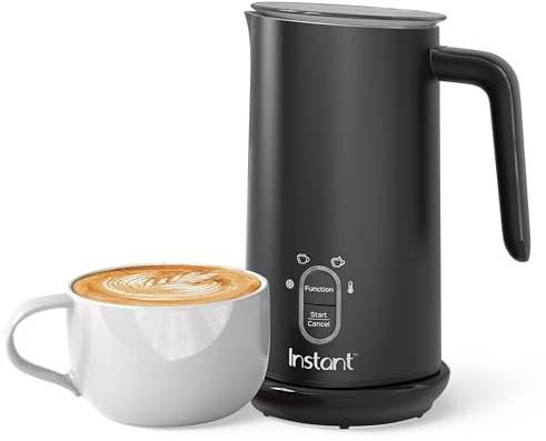 Instant Pot Milk Frother, 4-in-1 Electric Milk Steamer, 10oz/295ml Automatic Hot and Cold Foam Maker and Milk Warmer for Latte, Cappuccinos, Macchiato, From the Makers of Instant 500W, Black