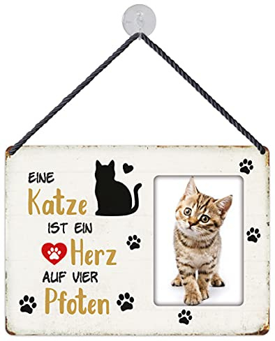 Blechwaren Fabrik Braunschweig GmbH - Kult KR036 Cadre Photo Encadrement sous Verre en Tôle avec Motif Chat et Cœur à Quatre Pattes 25 x 18 cm
