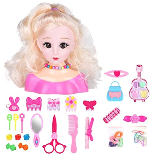 Bozaap 25Pcs Hairdressing Makeup Dolls for Kids,Hair Styling Model Doll Head Styling Playset Toys Hair Accessories Playset for Girls Children