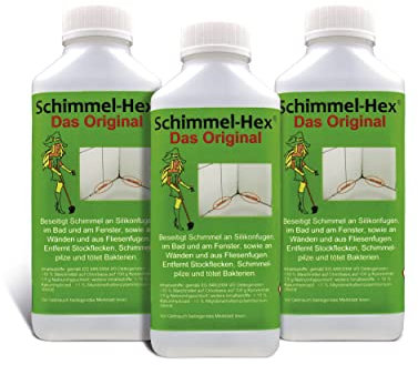 Schimmel-Hex Original – Fugenreiniger, Flecken-Vernichter für Silikonfugen & Fliesenfugen – für hartnäckige Rückstände, Schmutz und Dreck im Bad, Dusche, Fenster & Fliesen – 3 x 250 ml