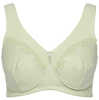 Ulla Popken Damen Entlastungs-BH, ohne Bügel, Strassanhänger, Cup C - G BRA, helles salbei, 120E
