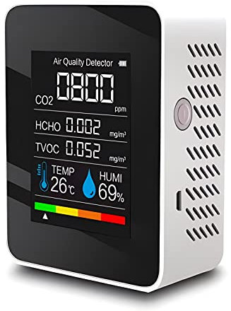 OBEST Rilevatore di CO2,Monitor di Qualità dell'aria,Temperatura,Umidità e Concentrazione di Gas con Allarme e Rilevamento di Formaldeide,Adatto per Scopi Domestici,Industriali e Agricoli