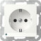 GIRA 417003 SCHUKO-Steckdose 16 A 250 V~ mit LED-Orientierungsleuchte und Shutter System 55, Reinweiß glänzend