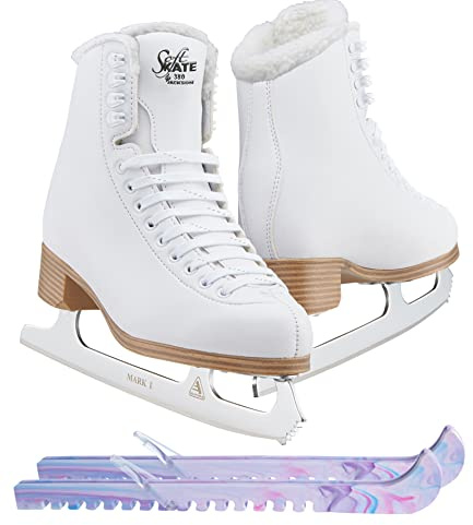 Jackson Classic JC380 Fleece Lining Figure Ice Skates - Womens 7 - Bundle with Skate Guards