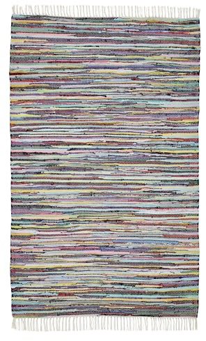 andiamo Fleckerlteppich Multi - handgewebter Flickenteppich Boho aus 100% Baumwolle, waschbarer Teppich und Läufer für Wohnzimmer, Flur & Küche, 170 x 240 cm